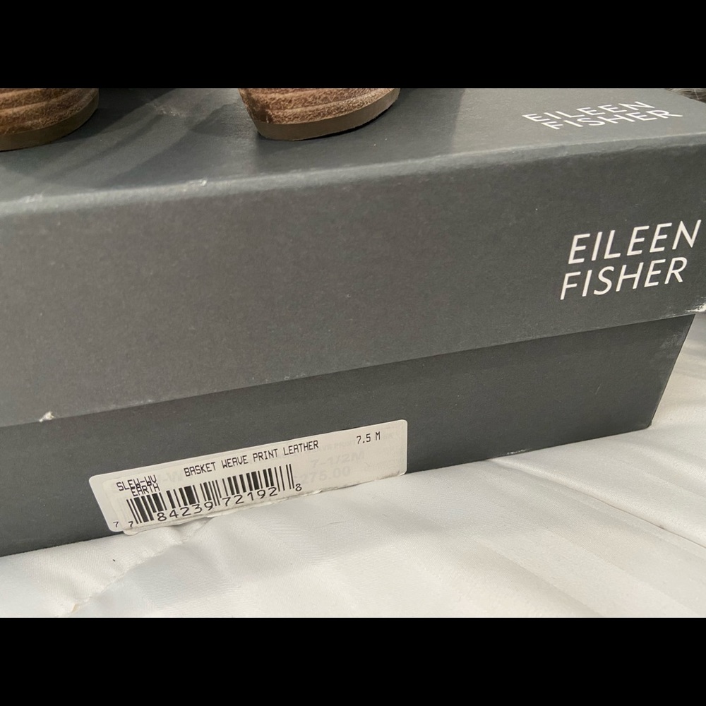 Eileen Fisher Basket Weave Print Leather Booties - Picture 6 of 6